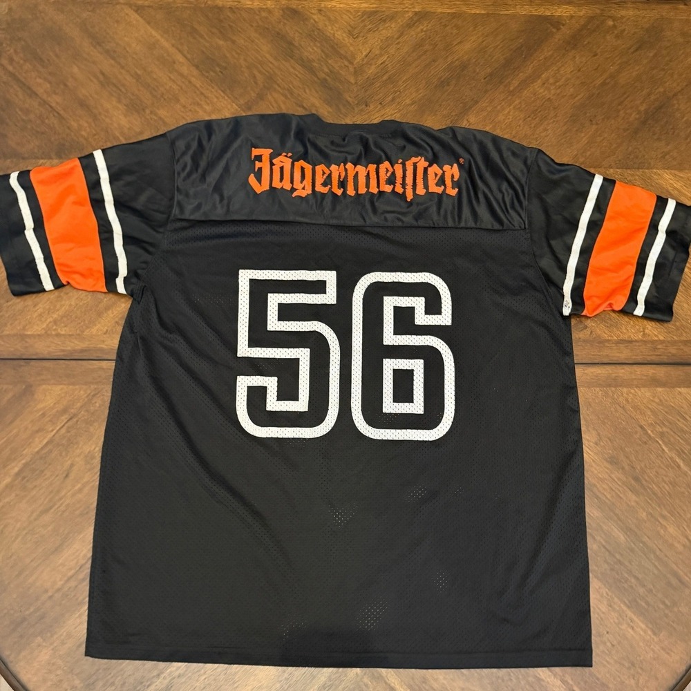 Jagermeister Promo Football Jersey Black Orange Mesh Number 56 Mens XL - Picture 3 of 8